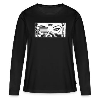 Cyber Esthétique Anime Fille Yeux Cyber Goth - T-shirt manches longues Premium bio Femme - noir - Devant - Julia (174cm)