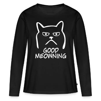 Chats domestiques Bonjour Chat - T-shirt manches longues Premium bio Femme - noir - Devant - Julia (174cm)