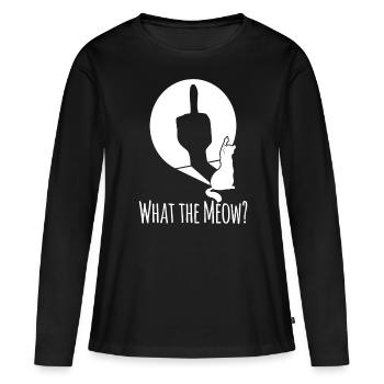 Chat Doigt du Milieu Chats Chat domestique - T-shirt manches longues Premium bio Femme - noir - Devant - Julia (174cm)