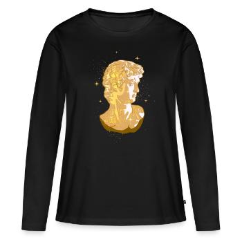 Boujee Aesthetic David Standbeeld Bougie - Vrouwen Premium Bio shirt met lange mouwen - zwart - Voor - Julia (174cm)
