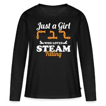 Juste une fille qui aime le monteur de vapeur à vapeur - T-shirt manches longues Premium bio Femme - noir - Devant - Julia (174cm)