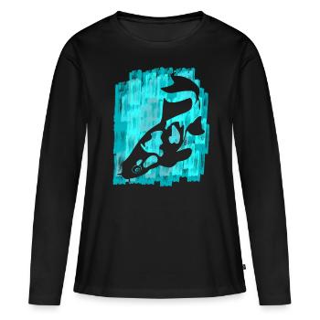 Koi Carpe Poisson Koi - T-shirt manches longues Premium bio Femme - noir - Devant - Julia (174cm)