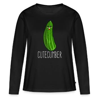 Concombre Concombre Concombre Concombre Concombre - T-shirt manches longues Premium bio Femme - noir - Devant - Julia (174cm)