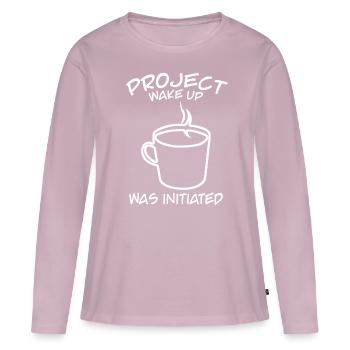 Kaffee Büro Morgenmuffel Aufwachen - Frauen Premium Bio Langarmshirt - Altrosa - Vorne - Julia (174cm)