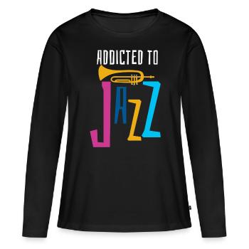 Musique jazz - Musiciens de jazz - T-shirt manches longues Premium bio Femme - noir - Devant - Julia (174cm)