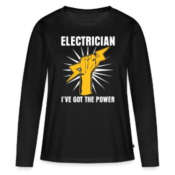 Électricien Électricien Électricien - T-shirt manches longues Premium bio Femme - noir - Devant - Julia (174cm)
