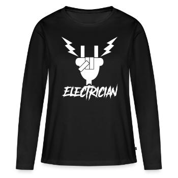 Électricien Électricien - T-shirt manches longues Premium bio Femme - noir - Devant - Julia (174cm)