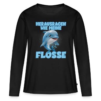 Herausragen wie meine Flosse für einen - Frauen Premium Bio Langarmshirt - Schwarz - Vorne - Julia (174cm)