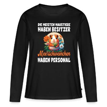 Haustiere haben Besitzer Meerschweinchen haben - Frauen Premium Bio Langarmshirt - Schwarz - Vorne - Julia (174cm)