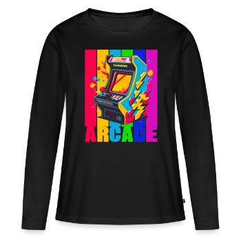 Retro Arcade Game Videospiel für Gamer - Frauen Premium Bio Langarmshirt - Schwarz - Vorne - Julia (174cm)