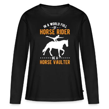 Voltige amusante sur le cheval - T-shirt manches longues Premium bio Femme - noir - Devant - Julia (174cm)