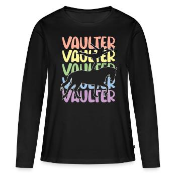 Voltige amusante sur le cheval - T-shirt manches longues Premium bio Femme - noir - Devant - Julia (174cm)