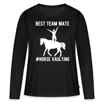 Voltige amusante sur le cheval - T-shirt manches longues Premium bio Femme - noir - Devant - Julia (174cm)