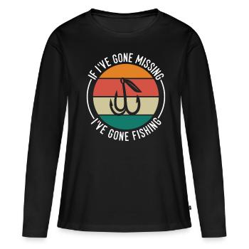 Quand j’ai disparu, je suis allé pêcher - T-shirt manches longues Premium bio Femme - noir - Devant - Julia (174cm)