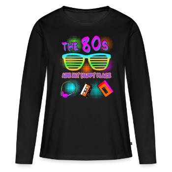 80s 1980 Disco Party 80s - Women's Premium Organic Long Sleeve Shirt - black - Front - Julia (174cm)