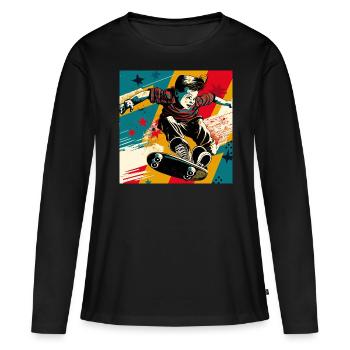 Skater Boy - Frauen Premium Bio Langarmshirt - Schwarz - Vorne - Julia (174cm)