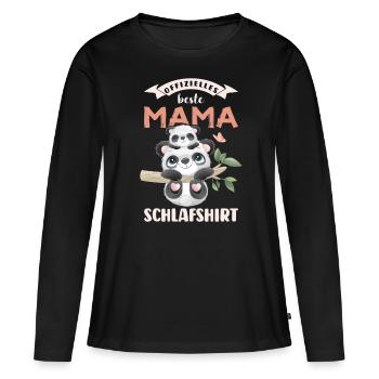 Beste Mama Schlafshirt, Panda mit Panda-Baby - Frauen Premium Bio Langarmshirt - Schwarz - Vorne - Julia (174cm)
