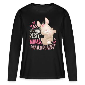 Beste Mama Schlafshirt, Hase mit Hasenbaby - Frauen Premium Bio Langarmshirt - Schwarz - Vorne - Julia (174cm)