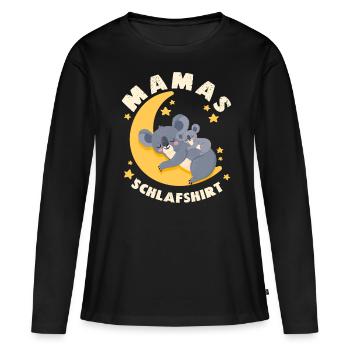 Mamas Schlafshirt, Koala-Mama mit Koala-Baby - Frauen Premium Bio Langarmshirt - Schwarz - Vorne - Julia (174cm)