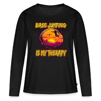 Base Jumping Is My Therapy - Frauen Premium Bio Langarmshirt - Schwarz - Vorne - Julia (174cm)