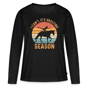 Je ne peux pas, c’est la saison de la voltige des chevaux - T-shirt manches longues Premium bio Femme - noir - Devant - Julia (174cm)