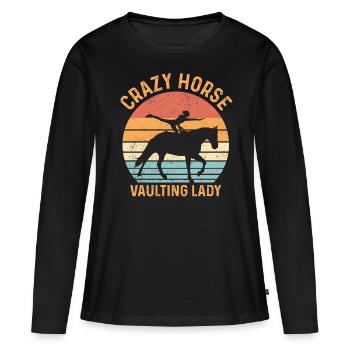 Voltige amusante sur le cheval - T-shirt manches longues Premium bio Femme - noir - Devant - Julia (174cm)