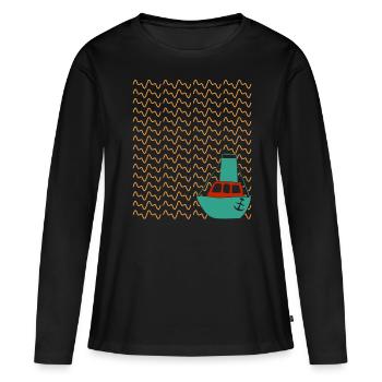 Synthétiseur Boot Synthétiseurs - T-shirt manches longues Premium bio Femme - noir - Devant - Julia (174cm)