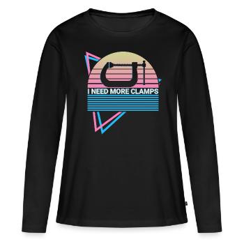 Funny Carpenter Retro Carpentry - Women's Premium Organic Long Sleeve Shirt - black - Front - Julia (174cm)