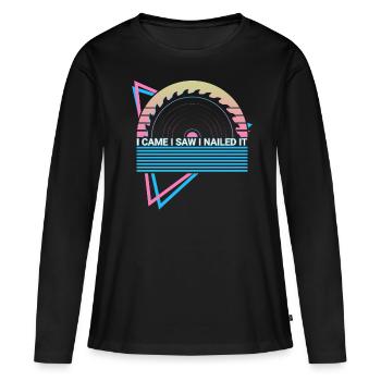 Funny Carpenter Retro Carpentry - Women's Premium Organic Long Sleeve Shirt - black - Front - Julia (174cm)