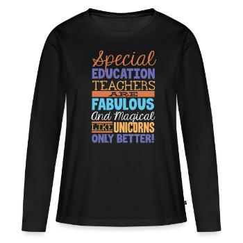 Éducation spécialisée, Éducation spécialisée - T-shirt manches longues Premium bio Femme - noir - Devant - Julia (174cm)