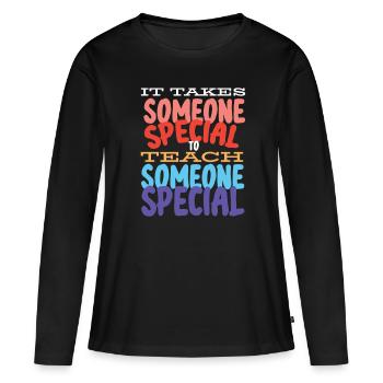 Éducation spécialisée, Éducation spécialisée - T-shirt manches longues Premium bio Femme - noir - Devant - Julia (174cm)