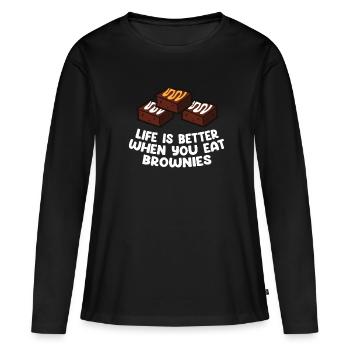 Brownies Bake Chocolate Brownie Baker - T-shirt manches longues Premium bio Femme - noir - Devant - Julia (174cm)