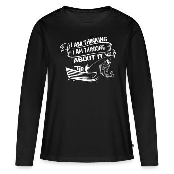 Je pense, je pense que j’y pense... - T-shirt manches longues Premium bio Femme - noir - Devant - Julia (174cm)