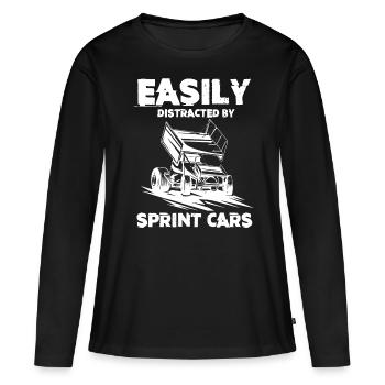 Courses de voitures de sprint, voitures de sprint, courses sur piste de terre - T-shirt manches longues Premium bio Femme - noir - Devant - Julia (174cm)