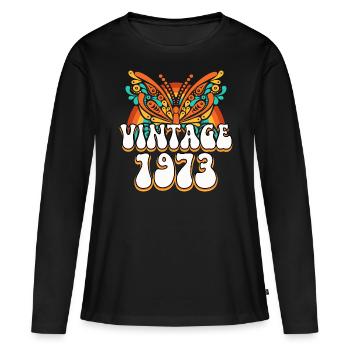 Retro Style 1973 Damen 50 Jahre Jubiläum - Frauen Premium Bio Langarmshirt - Schwarz - Vorne - Julia (174cm)