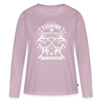 Pêcher pour consommer les fous - - T-shirt manches longues Premium bio Femme - rose poudré - Devant - Julia (174cm)