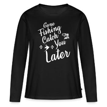 Pêche disparue plus tard - - T-shirt manches longues Premium bio Femme - noir - Devant - Julia (174cm)