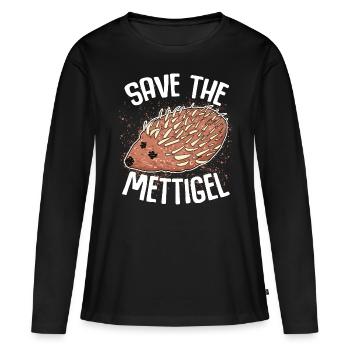 Mettigel Mettbrötchen Hackfleisch Mett - Frauen Premium Bio Langarmshirt - Schwarz - Vorne - Julia (174cm)