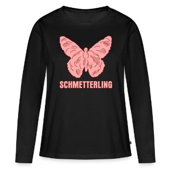 Hackfleisch Schmetterling Mett - Frauen Premium Bio Langarmshirt - Schwarz - Vorne - Julia (174cm)