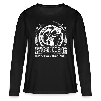 Fishing is my anger treatment - - Women's Premium Organic Long Sleeve Shirt - black - Front - Julia (174cm)