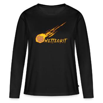 Mettbrötchen Meteorit Hackfleisch Mett - Frauen Premium Bio Langarmshirt - Schwarz - Vorne - Julia (174cm)