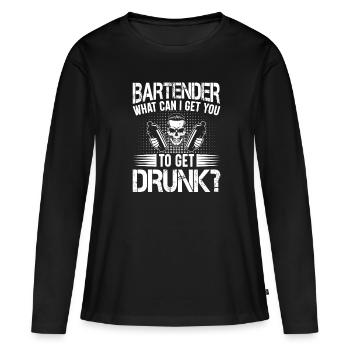 Kellnerin Barkeeper Kellner Kellner - Frauen Premium Bio Langarmshirt - Schwarz - Vorne - Julia (174cm)