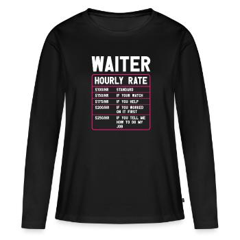 Kellnerin Barkeeper Kellner Kellner - Frauen Premium Bio Langarmshirt - Schwarz - Vorne - Julia (174cm)