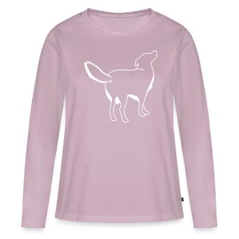 Chien de derrière Chiens - T-shirt manches longues Premium bio Femme - rose poudré - Devant - Julia (174cm)