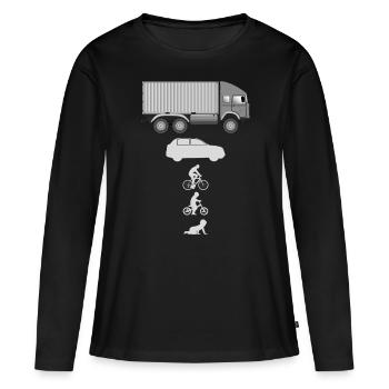 Evolution Container LKW - Frauen Premium Bio Langarmshirt - Schwarz - Vorne - Julia (174cm)