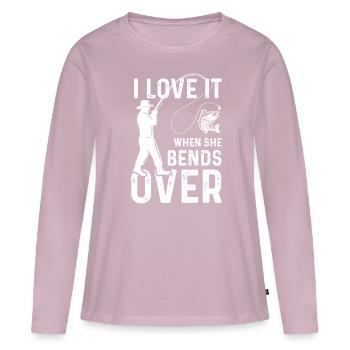 J’adore quand elle se penche - T-shirt manches longues Premium bio Femme - rose poudré - Devant - Julia (174cm)