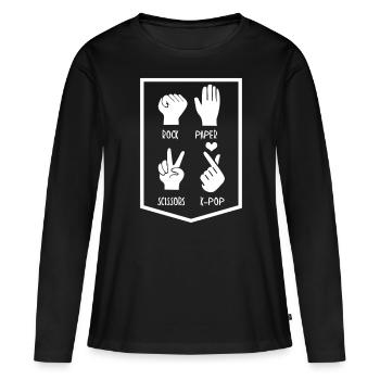 Kpop Coeur Musique pop coréenne K-Pop - T-shirt manches longues Premium bio Femme - noir - Devant - Julia (174cm)