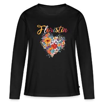 Floristin für eine Floristin - Frauen Premium Bio Langarmshirt - Schwarz - Vorne - Julia (174cm)