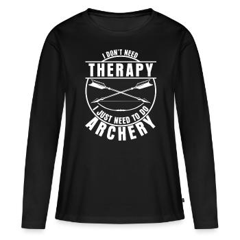 3D Bogensport Bogenschießen Langbogen - Frauen Premium Bio Langarmshirt - Schwarz - Vorne - Julia (174cm)