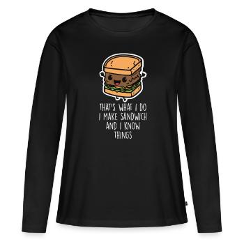 Sandwichs amusants pour les amateurs de sandwichs - T-shirt manches longues Premium bio Femme - noir - Devant - Julia (174cm)